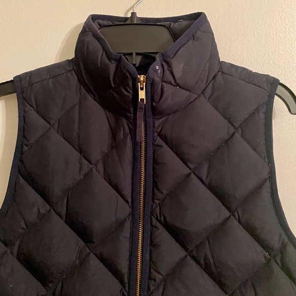 J. Crew navy quilted down vest gold accents Small - Picture 2 of 10